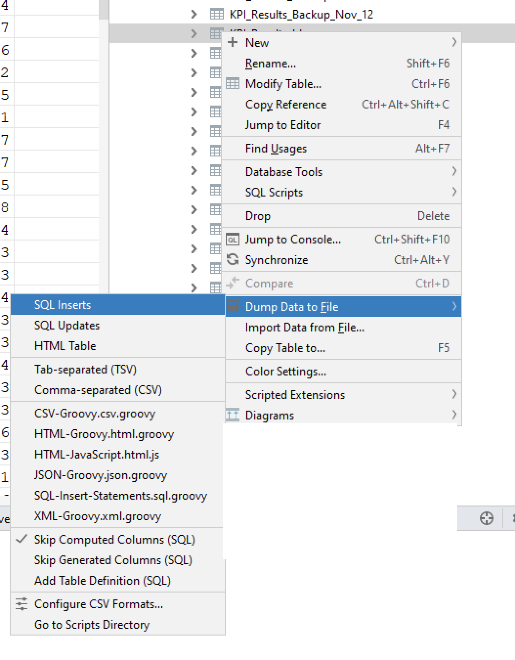 SQL dump for review